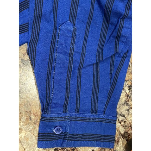 Boy's Medium 12/14 Retro Long Sleeve Blue Button Down Shirt Tomorrow Generation - Picture 13 of 15
